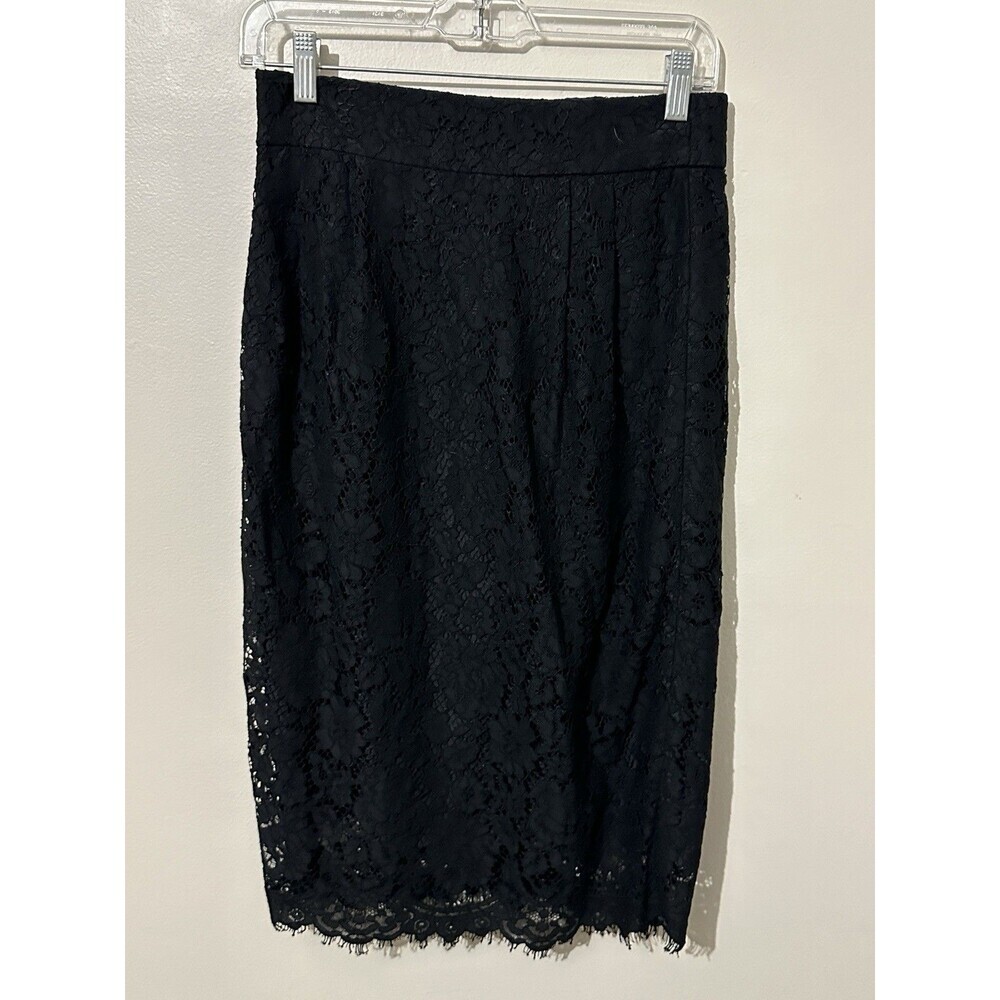 J.Crew Pintucked Pencil Skirt in Black Lace: Size 2 Floral Goth‎ Whimsigoth - Picture 2 of 11